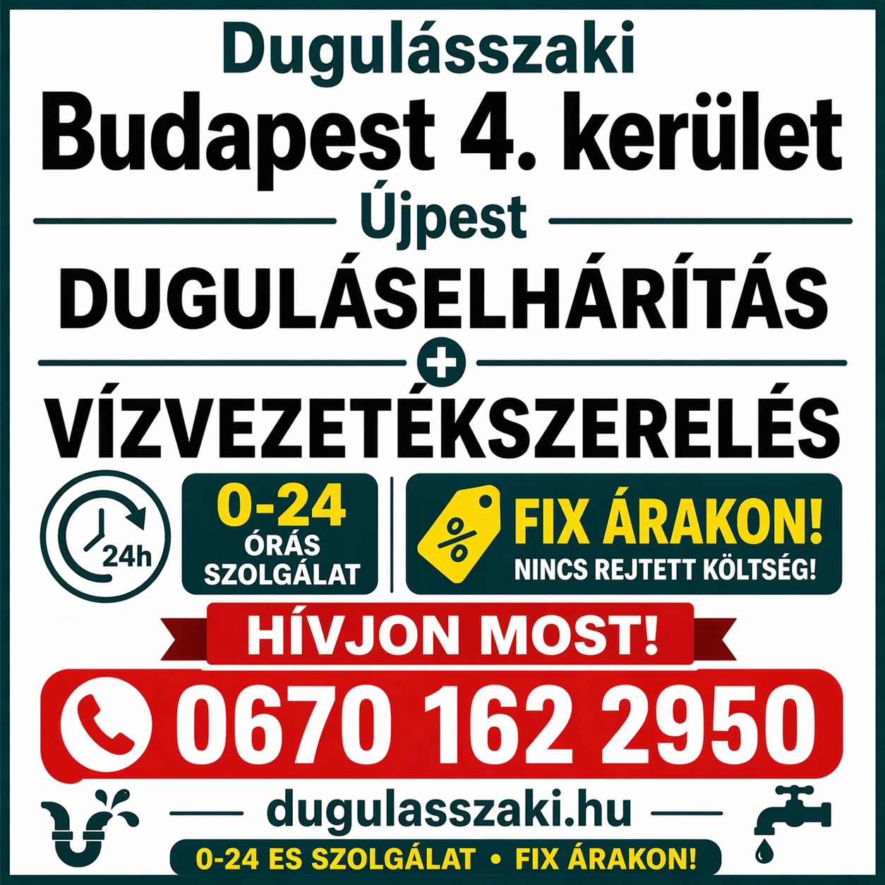 Helyi duguláselhárítás és hibafeltárás a 4. kerületben